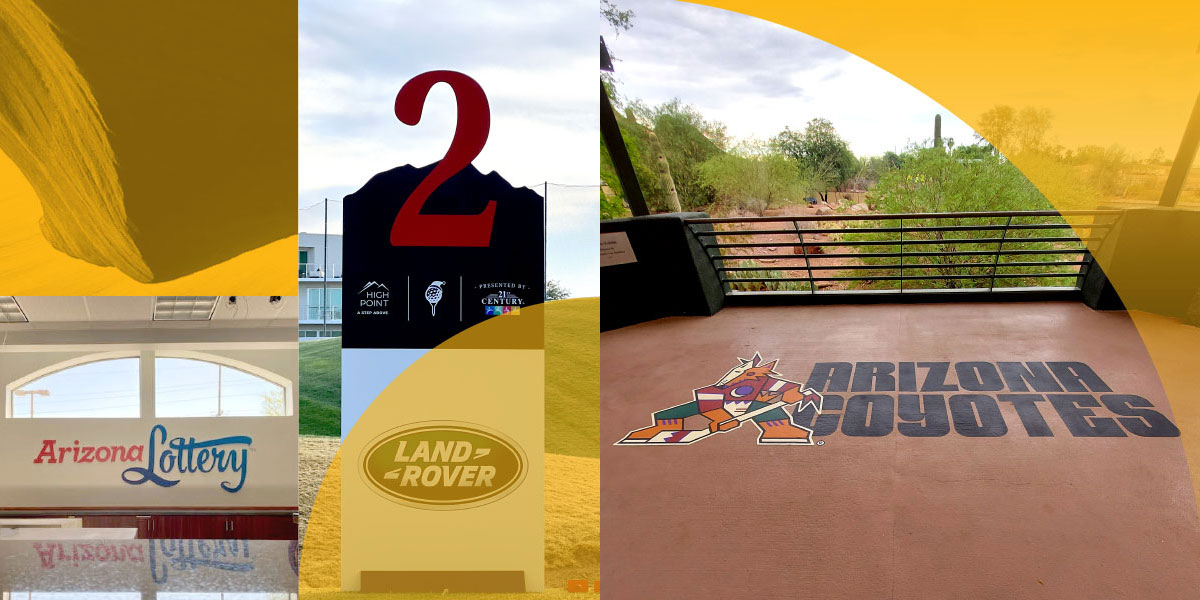 Signage examples for Land Rover and Arizona Coyotes