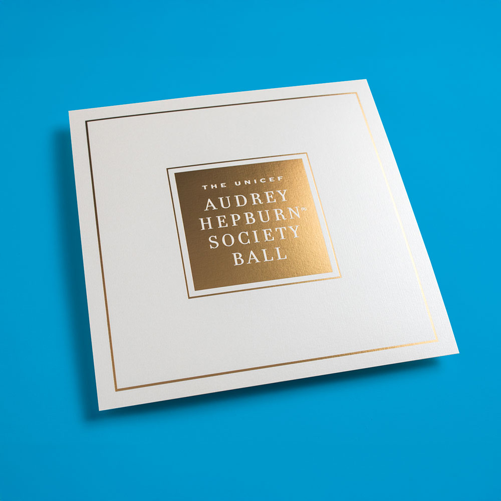 UNICEF Audrey Hepburn Society Ball gold embossed invitation