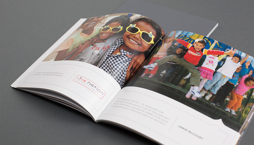 Interior spread of the UNICEF LA Ball program
