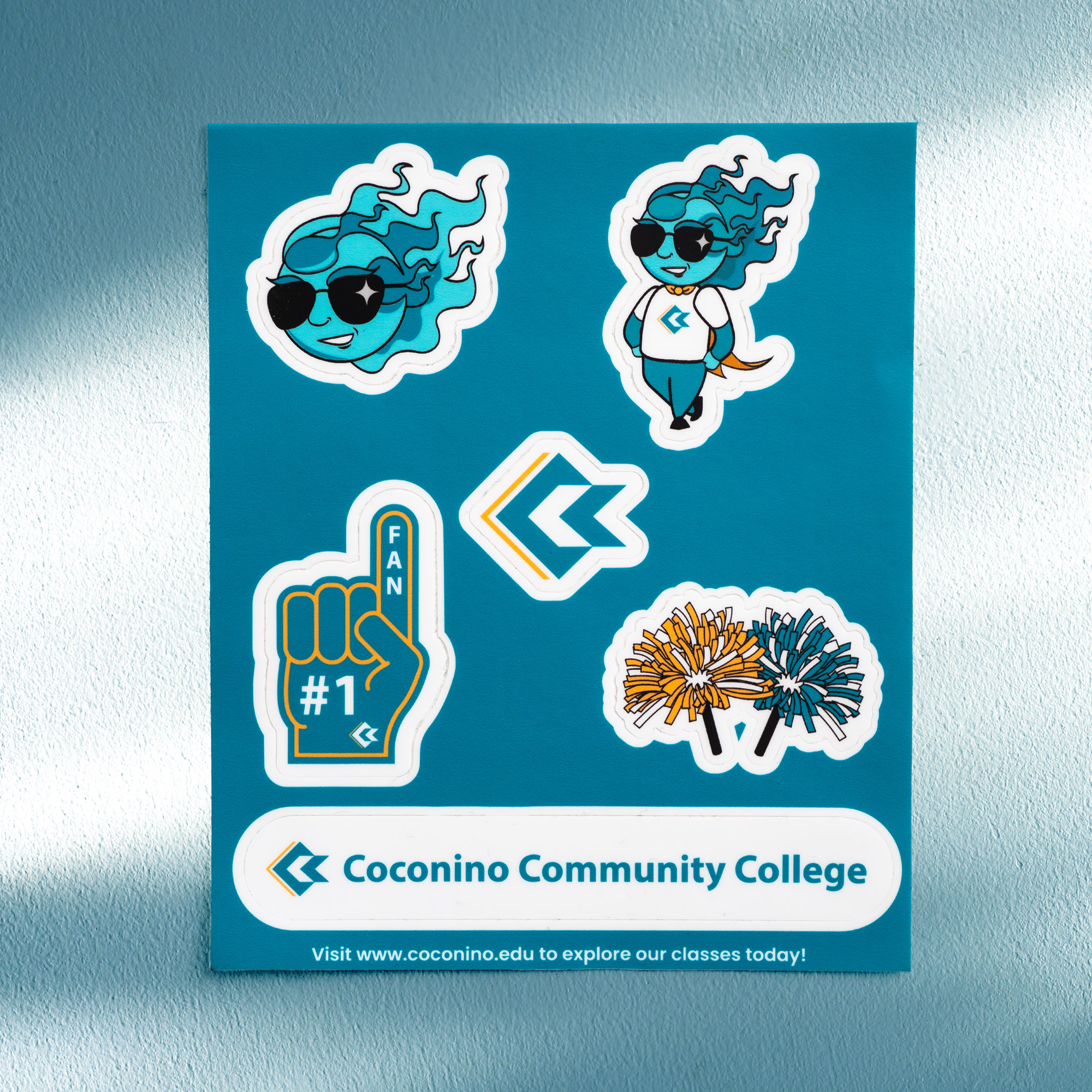 Coconino Community College mascot sticker sheet