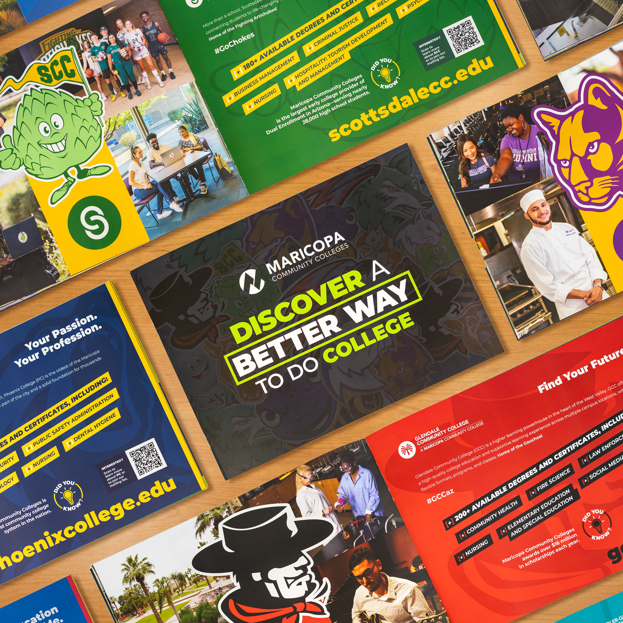 Maricopa Community College collateral in a grid from above