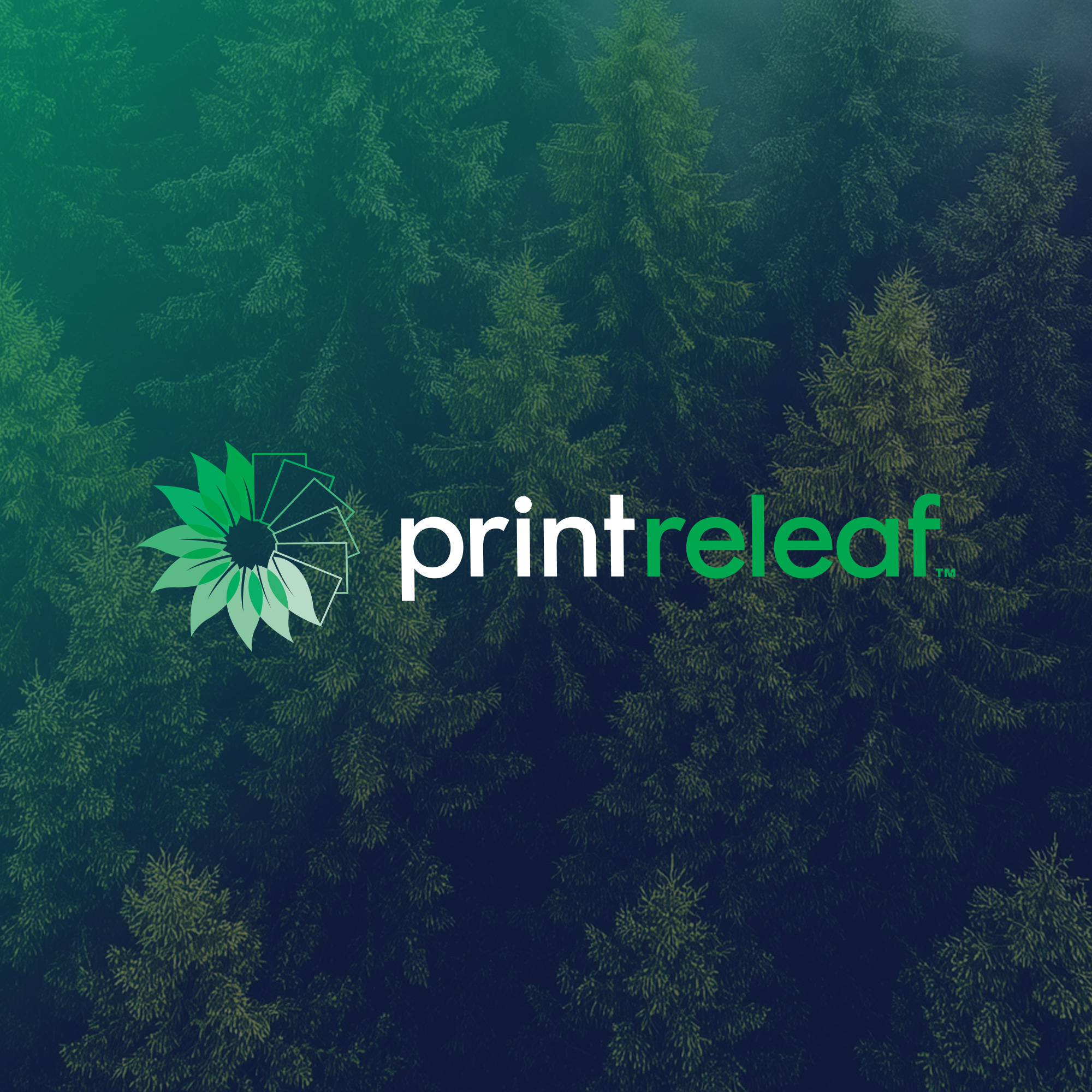 Print ReLeaf logo on forest background