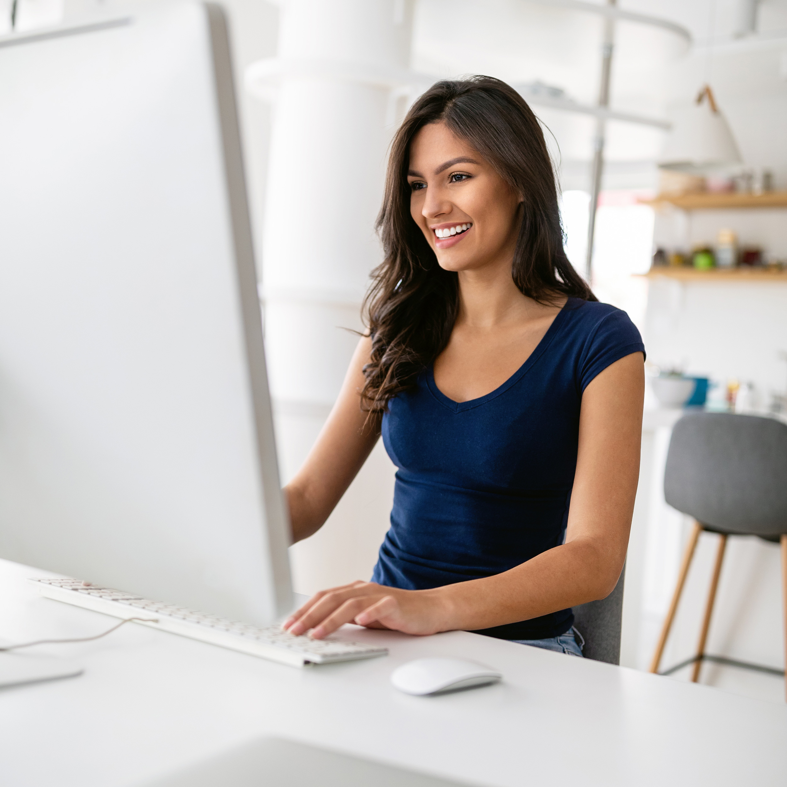 Woman working on a computer